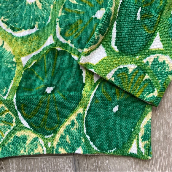 SOLD - Lands’ End Lime Print Cardigan Sweater - Picture 4 of 8